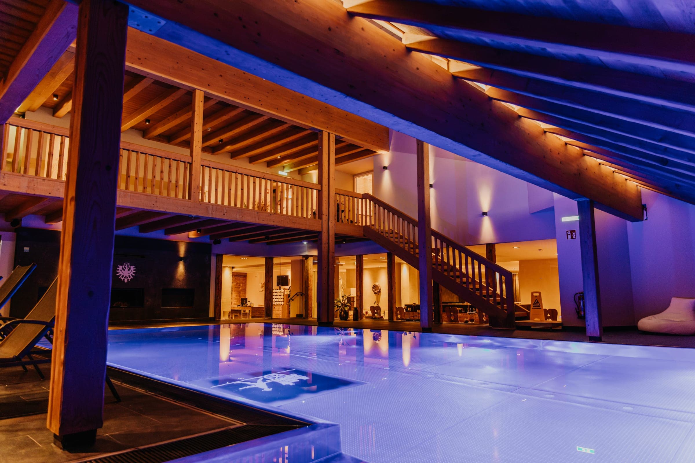 Panoramic pool of the Post Seefeld in the evening